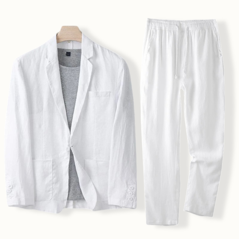 Sleek Linen Two-Piece Blazer Set