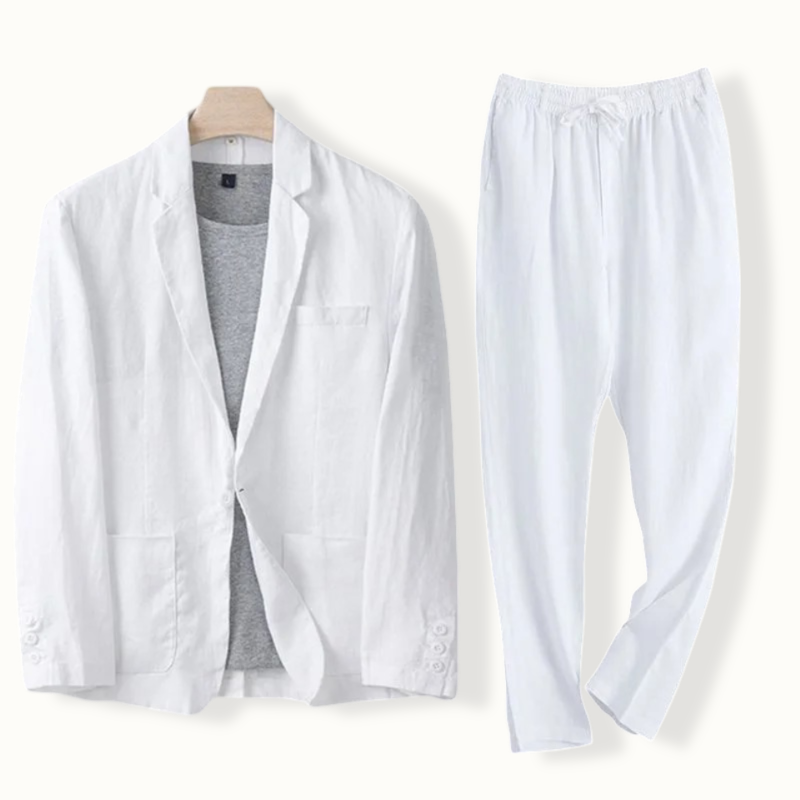 Sleek Linen Two-Piece Blazer Set