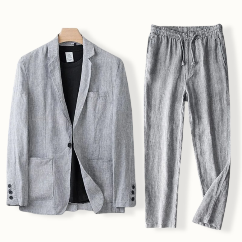 Sleek Linen Two-Piece Blazer Set