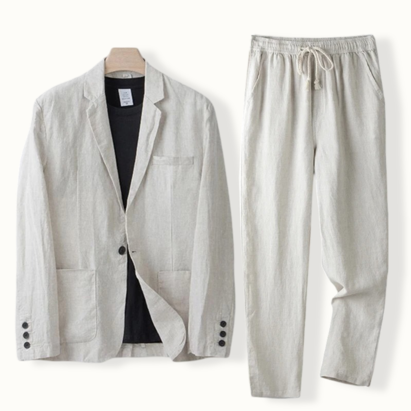 Sleek Linen Two-Piece Blazer Set