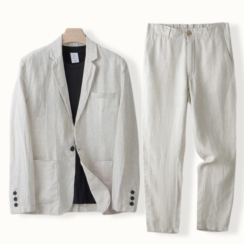 Sleek Linen Two-Piece Blazer Set